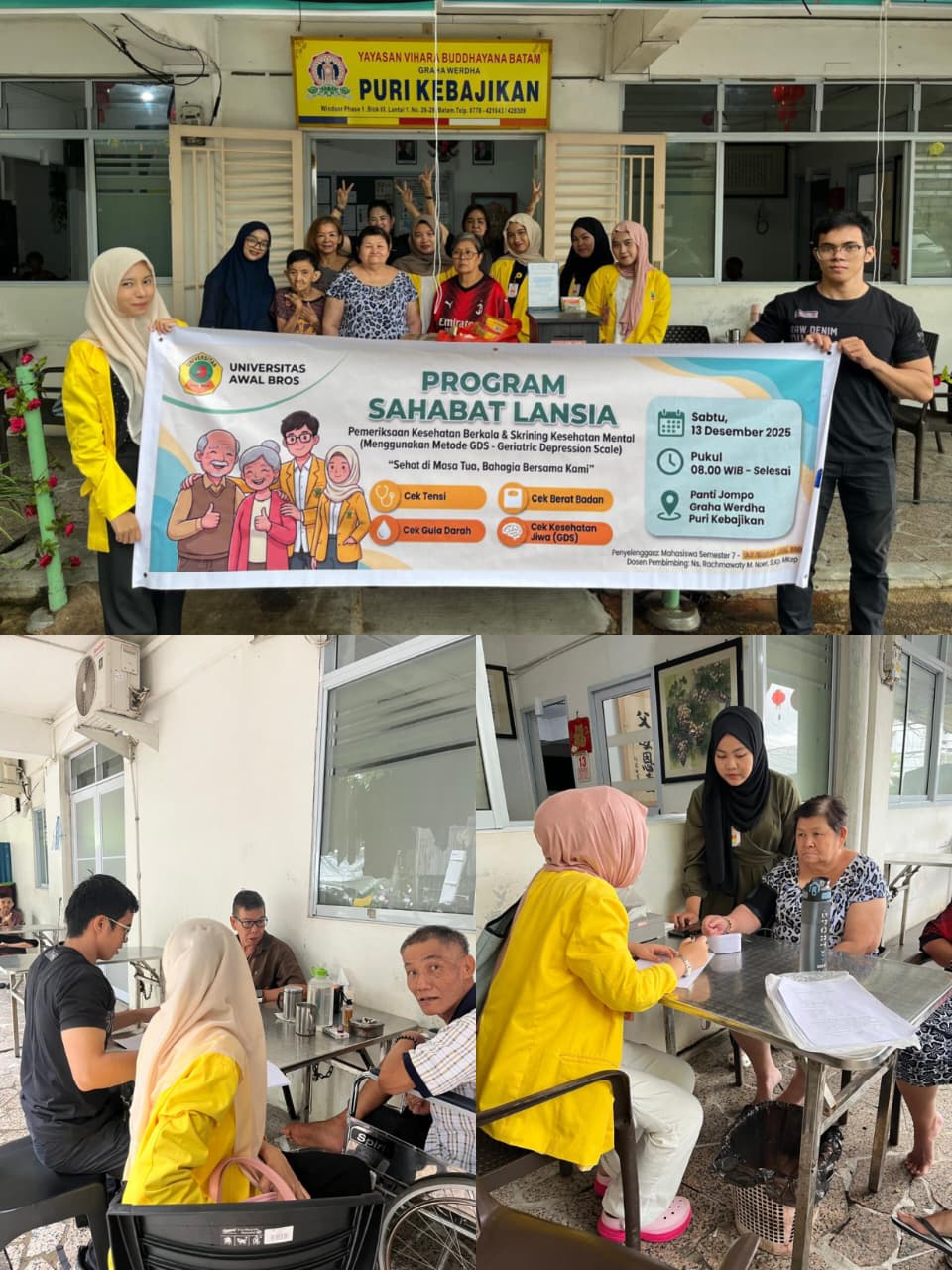 Mahasiswa Keperawatan Universitas Awal Bros Batam Gelar Program Sahabat Lansia untuk Deteksi Dini Kesehatan Fisik dan Mental